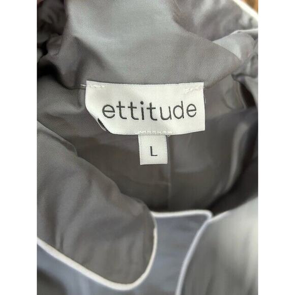 Ettitude Sateen Long Sleeve Pajama PJ Shirt Bamboo Button Front Gray Large NEW - Picture 6 of 10